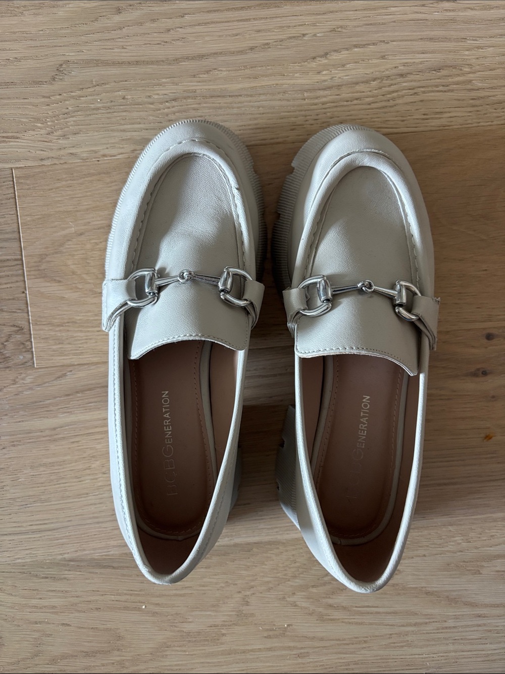 Cream Leather Loafers